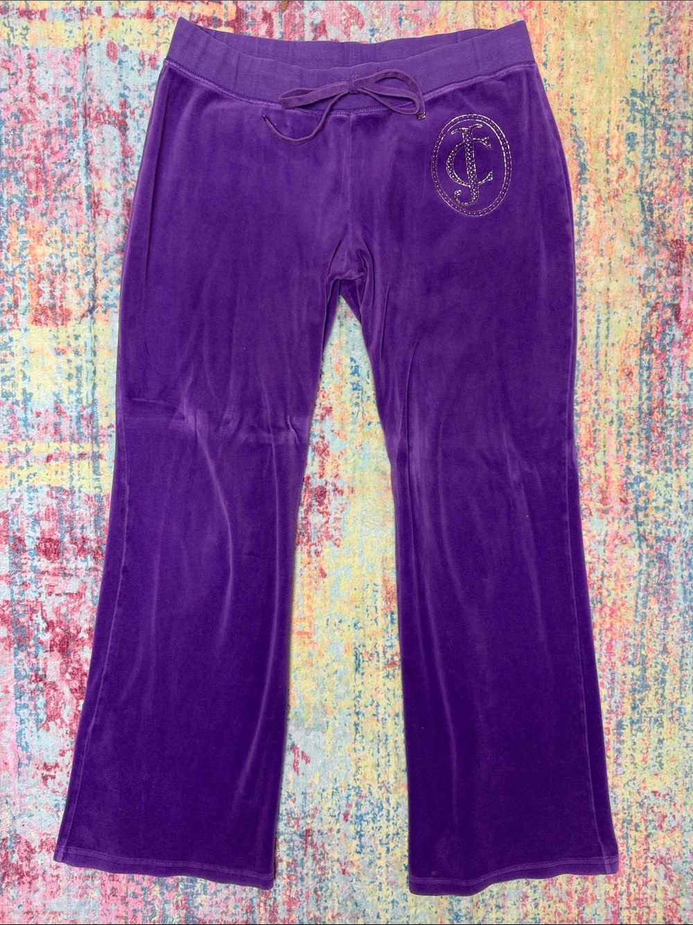 VINTAGE! Juicy Couture Purple Velour Pajama Bottoms with Rhinestone Logo